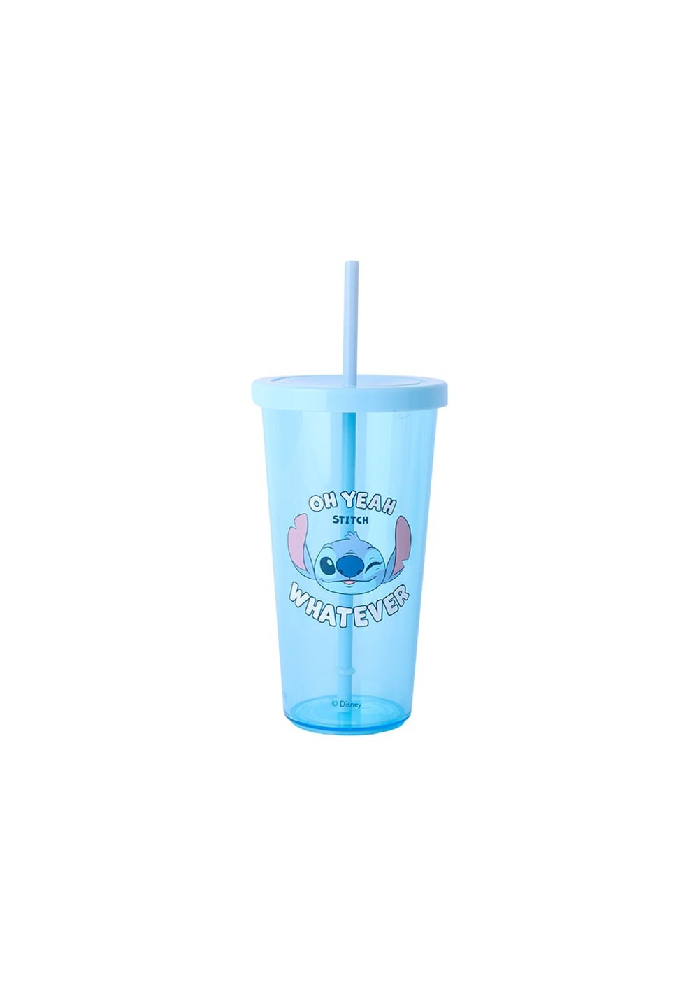 Vaso con Tapa y Popote Plástico 600 Ml Stitch Disney Miniso
