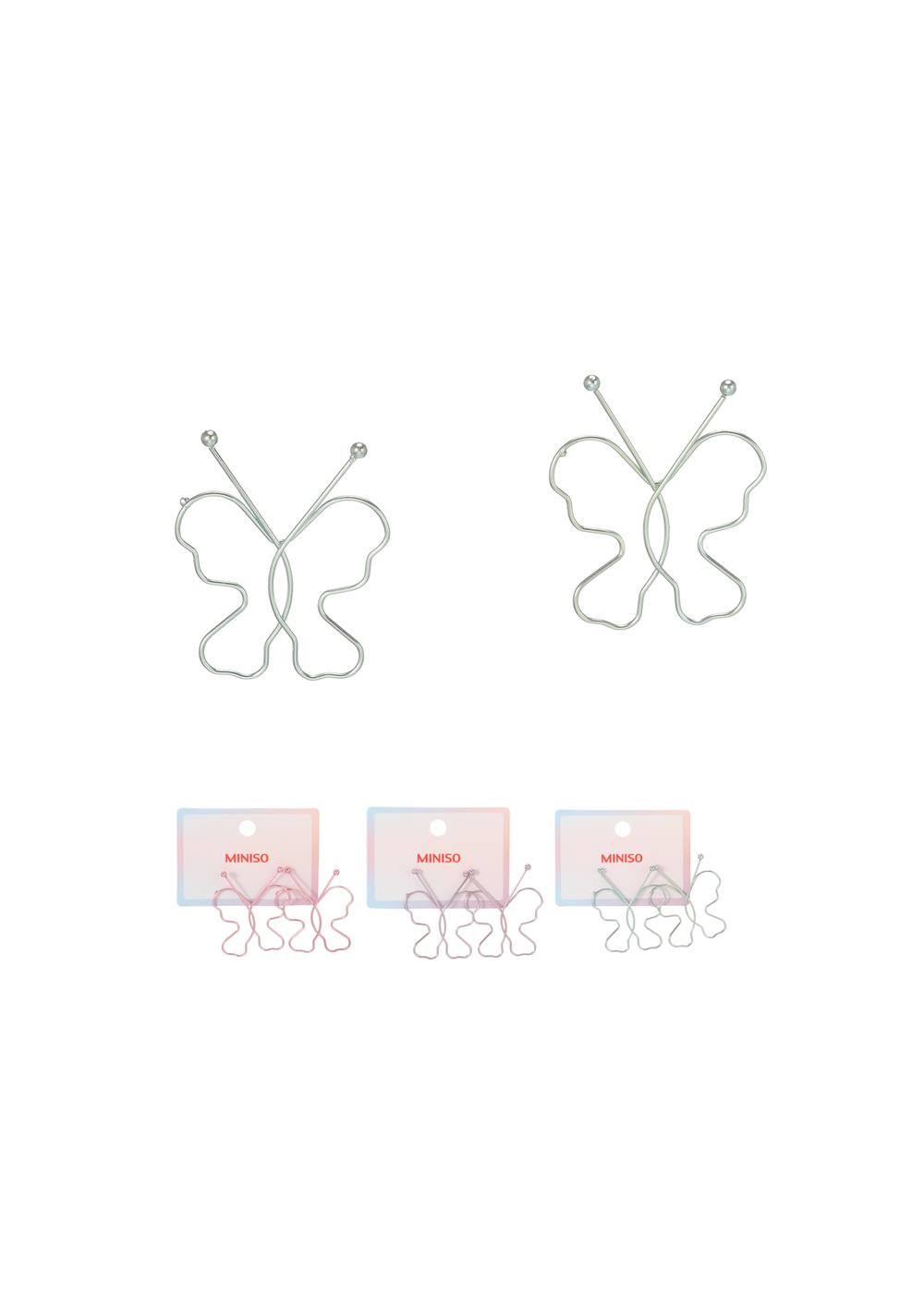 Zarcillos de Aro Grandes con Diseño de Mariposa 1 Par Miniso