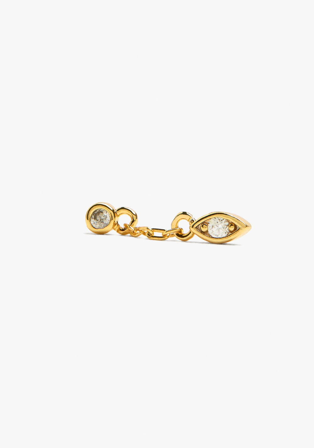 Aro Individual con Cadena y Circonitas Baño de Oro 18k Parfois 2