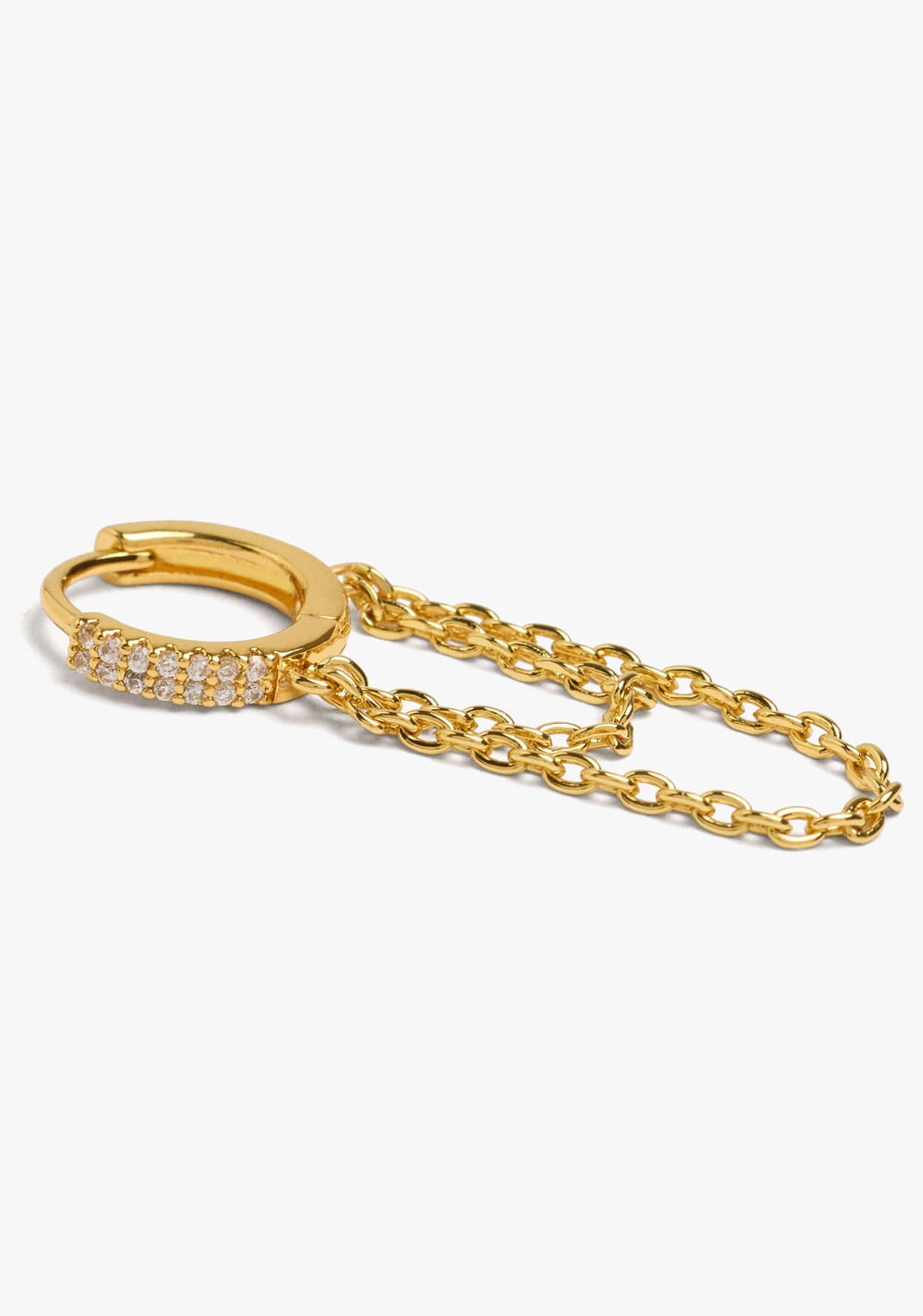 Aro Individual con Cadena Doble y Circonitas Baño de Oro 18k Parfois 3
