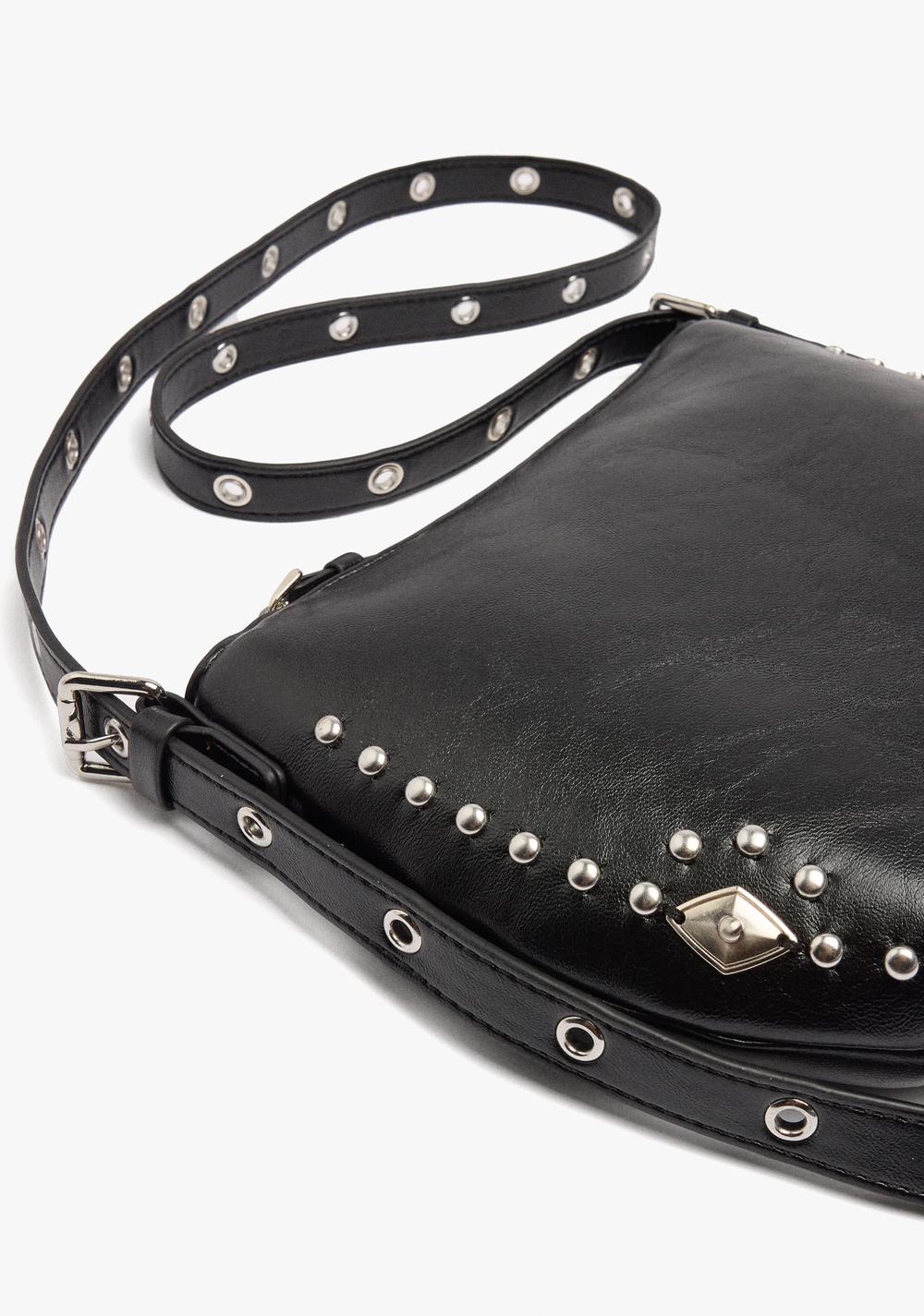 Cartera Bandolera con Efecto Craquelado con Flecos y Tachuelas Parfois 3