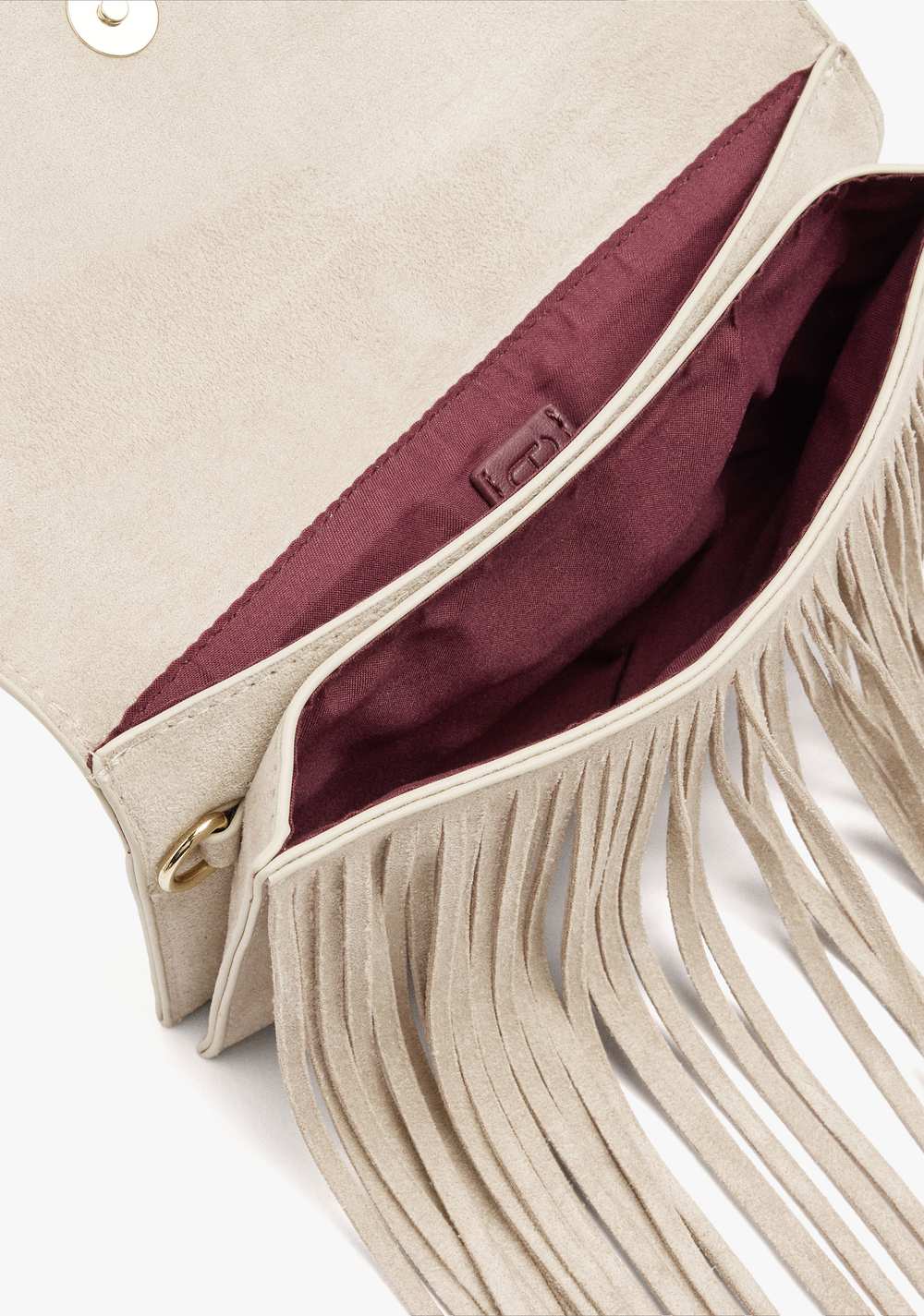 Cartera Bandolera Lisa con Solapa y Flecos Largos Parfois 5