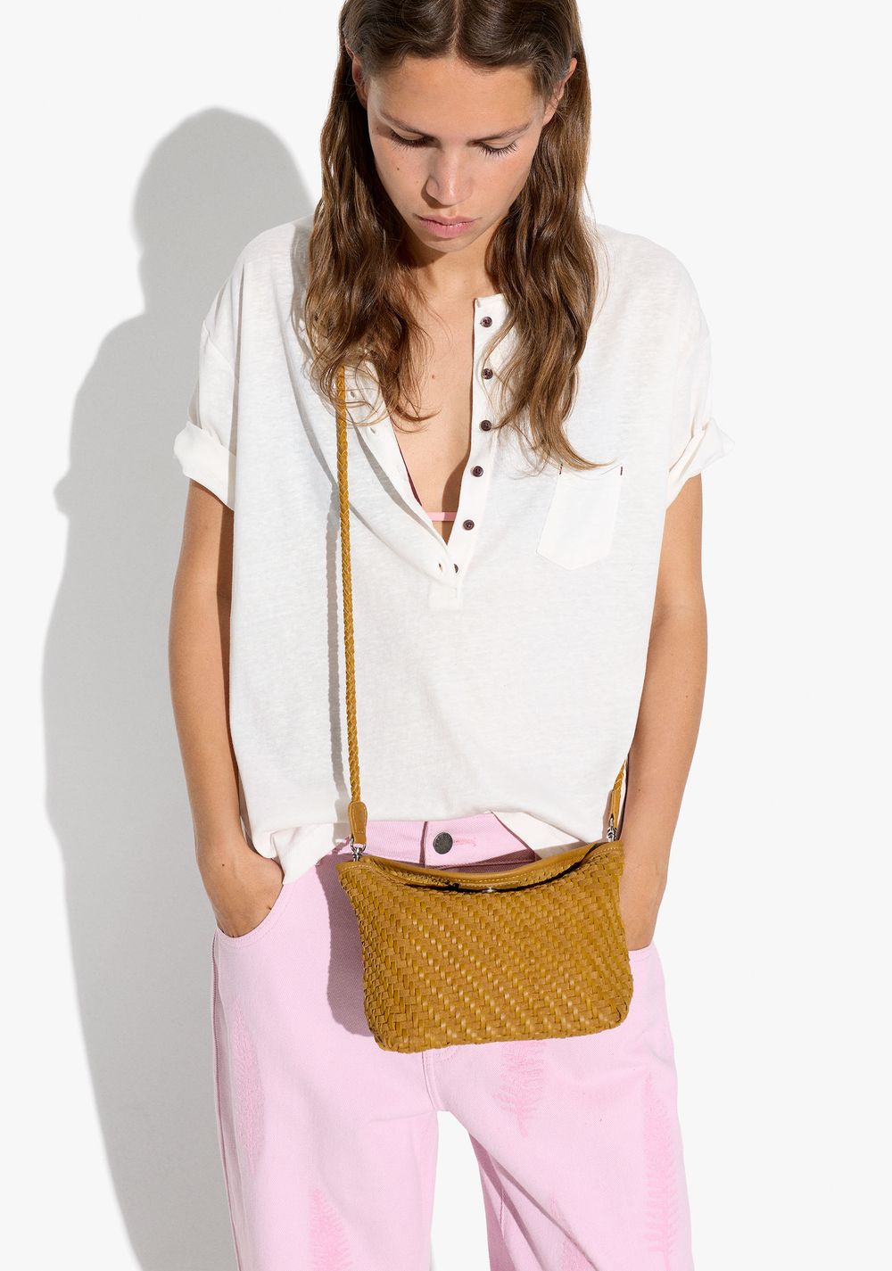 Cartera Bandolera de Piel Trenzada Parfois 2