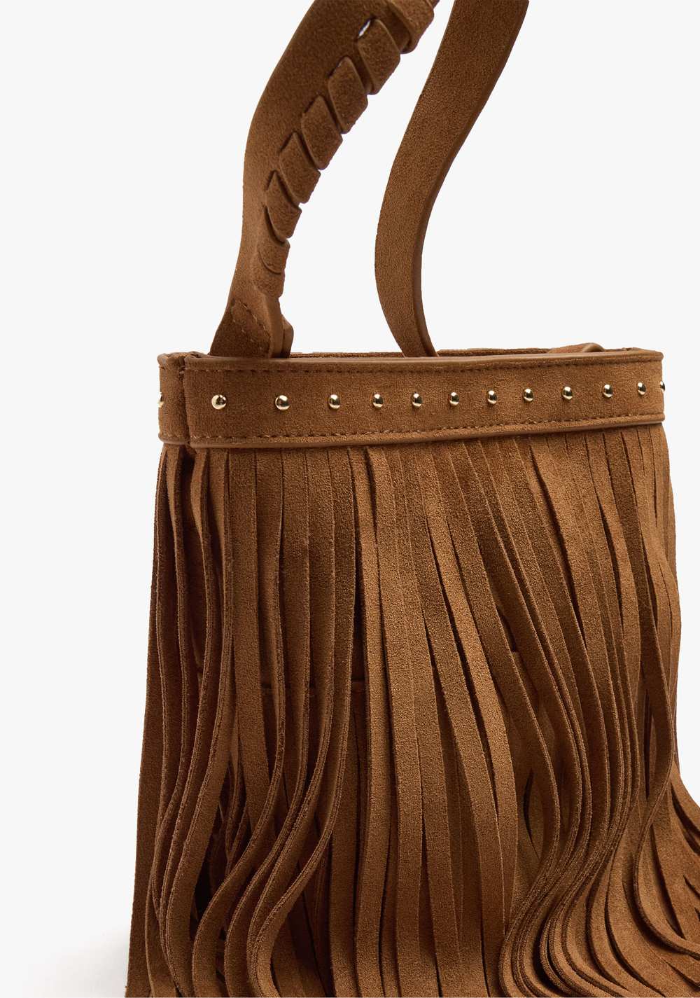 Cartera Bombonera Efecto Piel con Flecos y Tachuelas Parfois 3