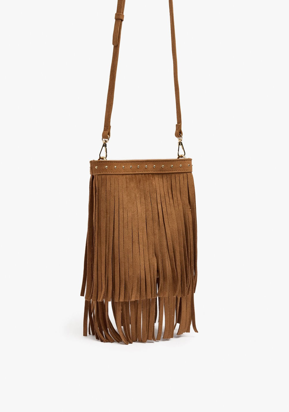 Cartera Bombonera Efecto Piel con Flecos y Tachuelas Parfois 4