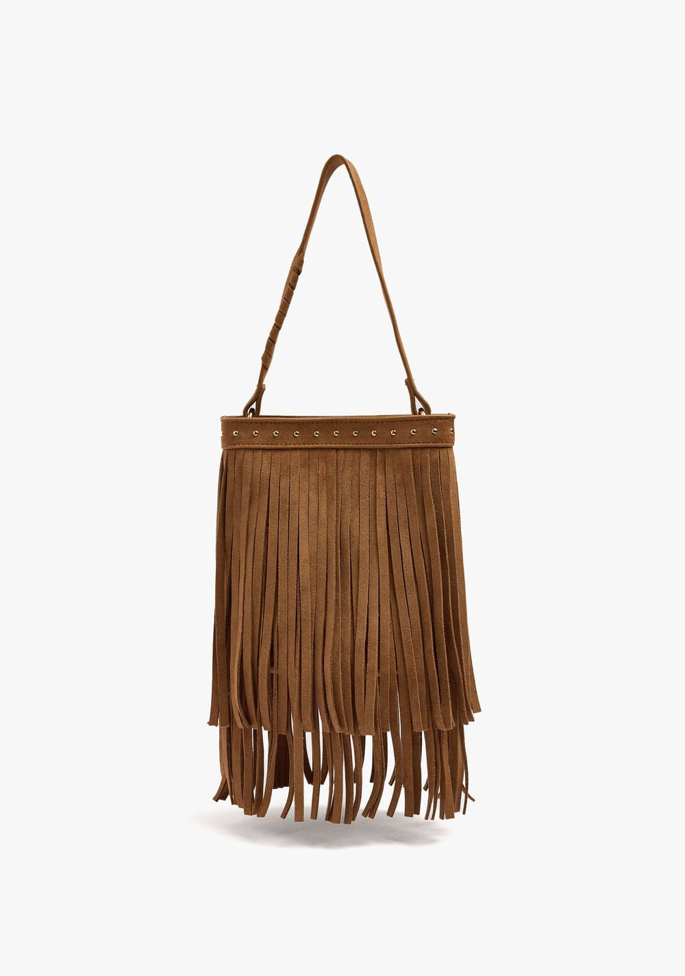 Cartera Bombonera Efecto Piel con Flecos y Tachuelas Parfois Imagen Principal