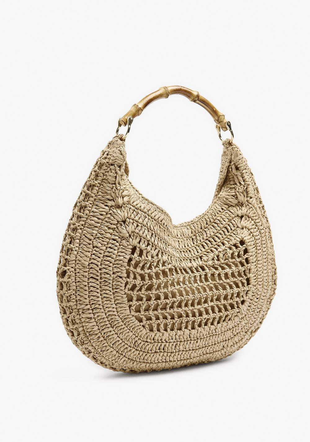 Cartera Hobo Efecto Rafia con Bambú Parfois 4