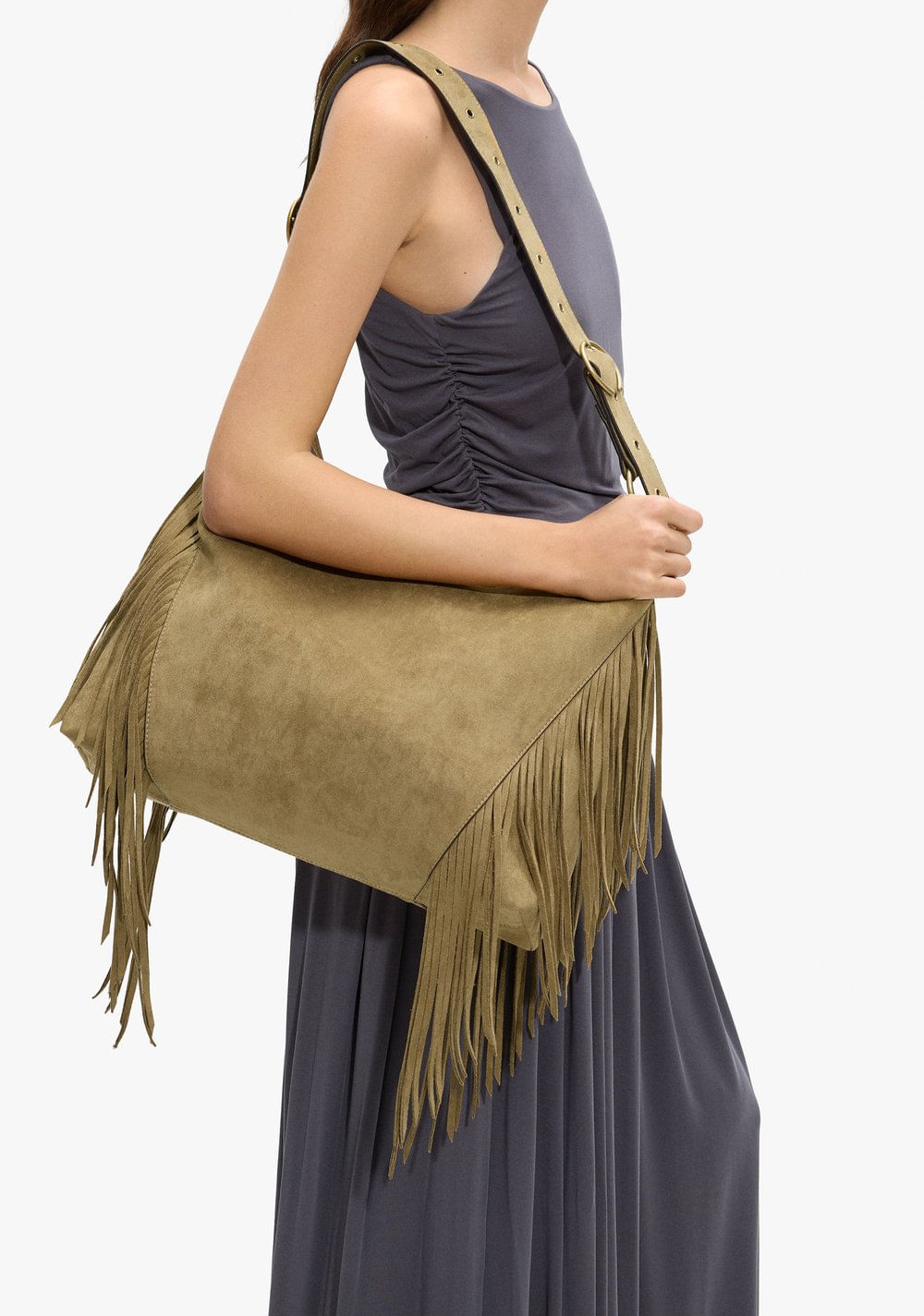 Cartera de Mano Efecto Piel con Flecos Largos Parfois 2