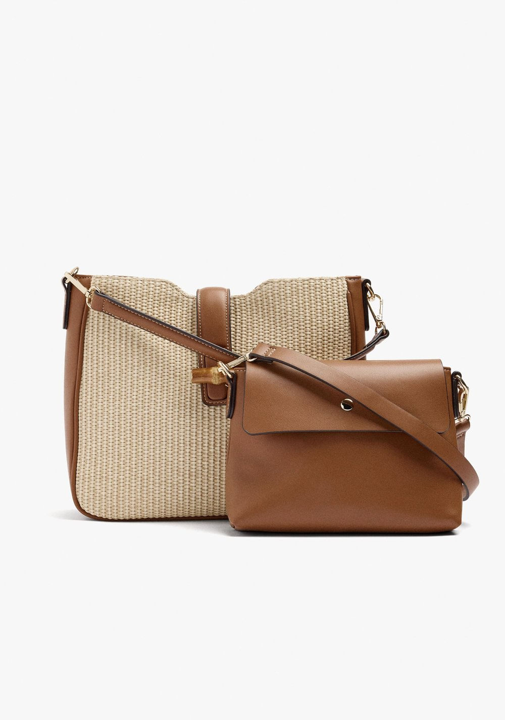 Cartera de Mano Efecto Rafia con Bandolera Parfois 3