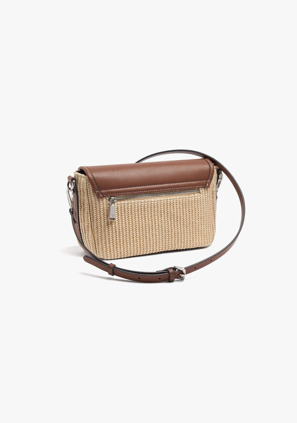 Cartera de Mano con Bandolera Efecto Rafia Parfois 4