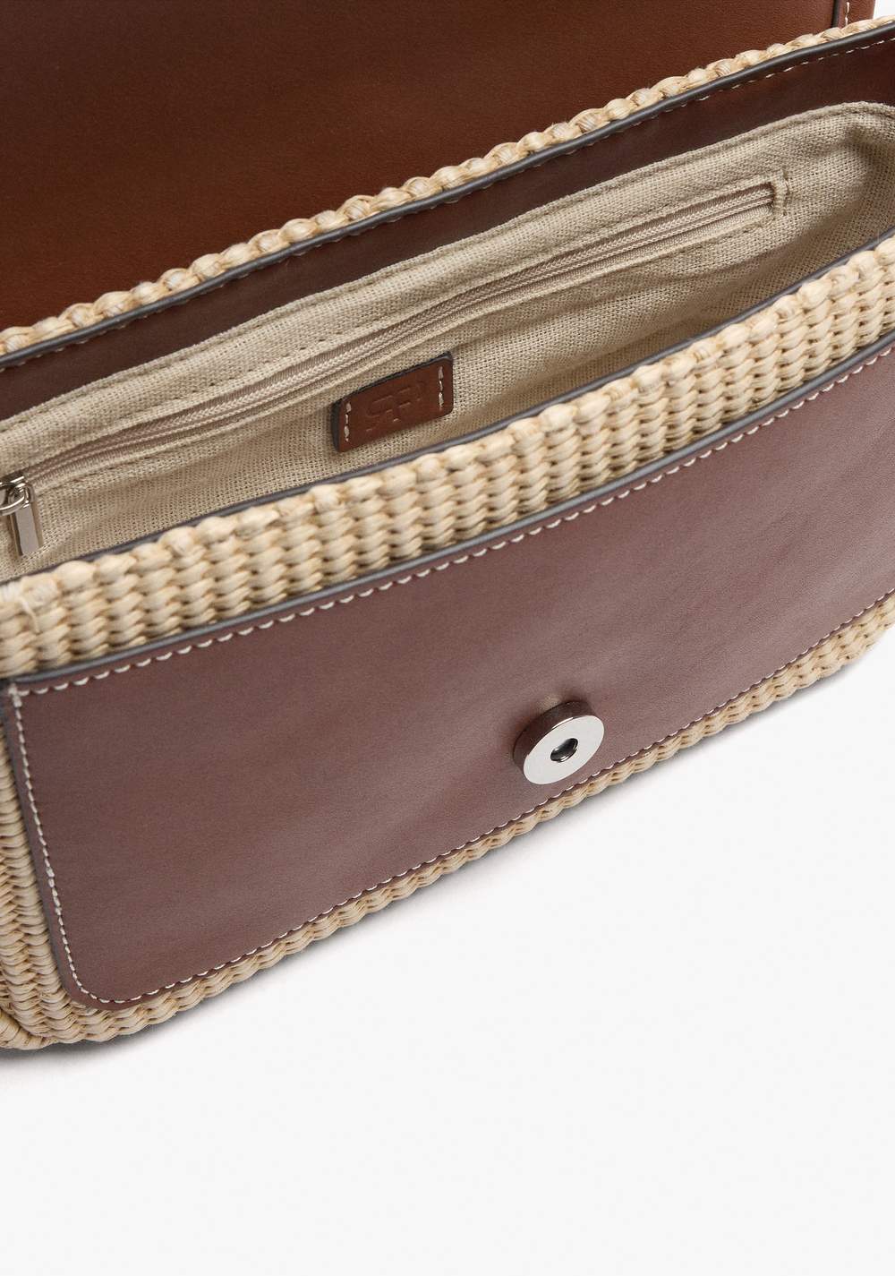 Cartera de Mano con Bandolera Efecto Rafia Parfois 5