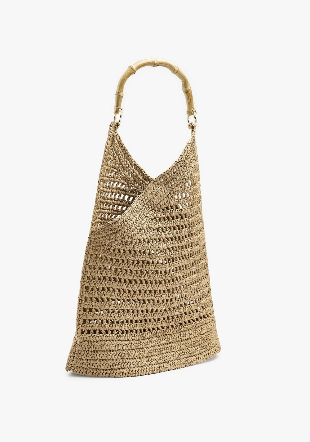 Cartera de Mano Efecto Rafia con Bambú Parfois 4
