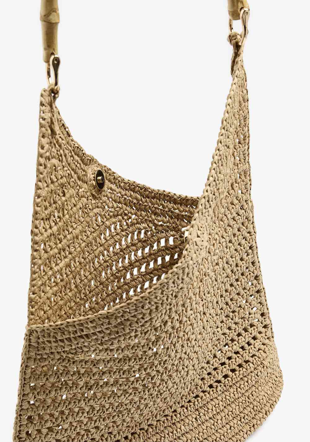 Cartera de Mano Efecto Rafia con Bambú Parfois 5