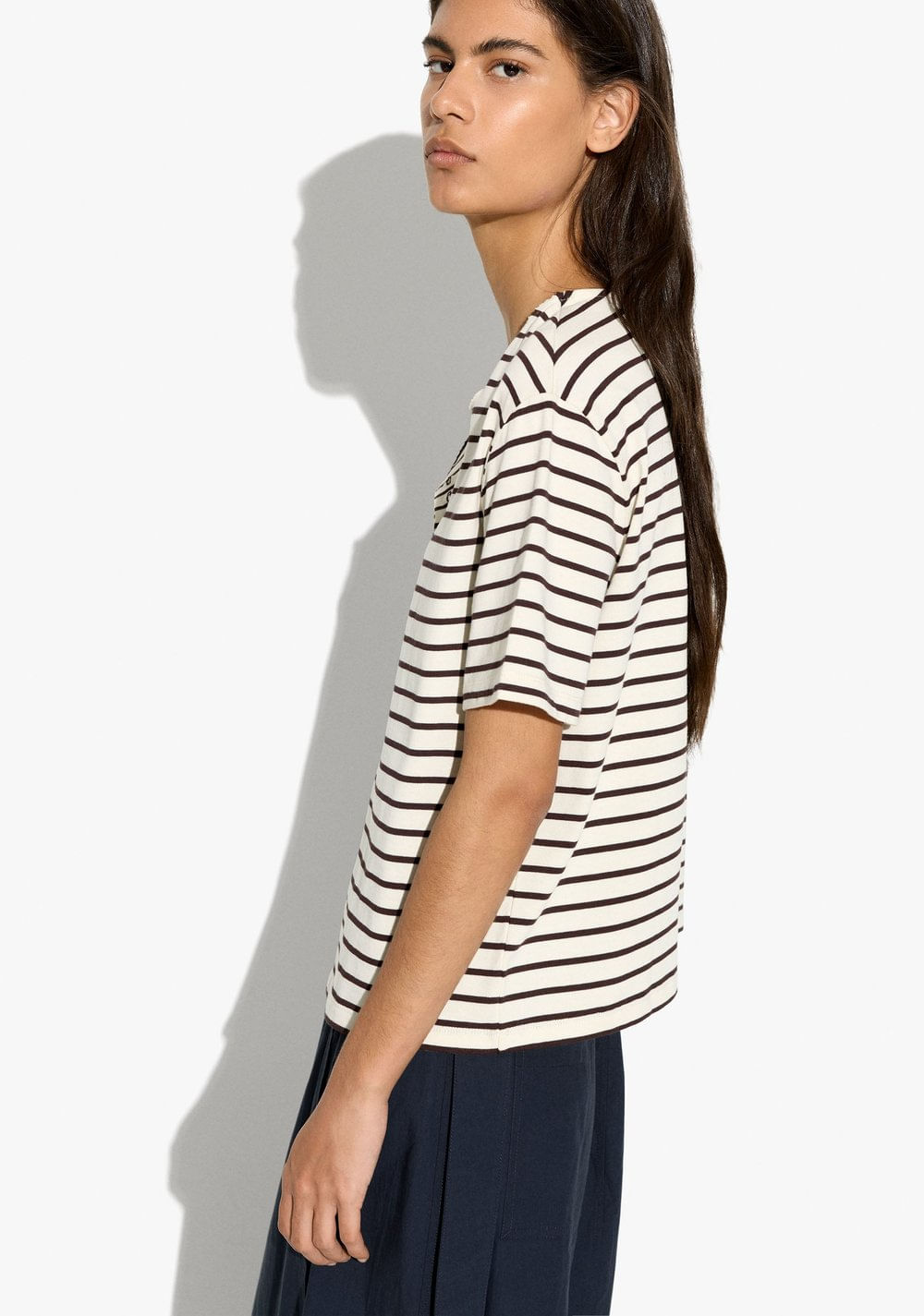 Camiseta de Algodón con Rayas Parfois