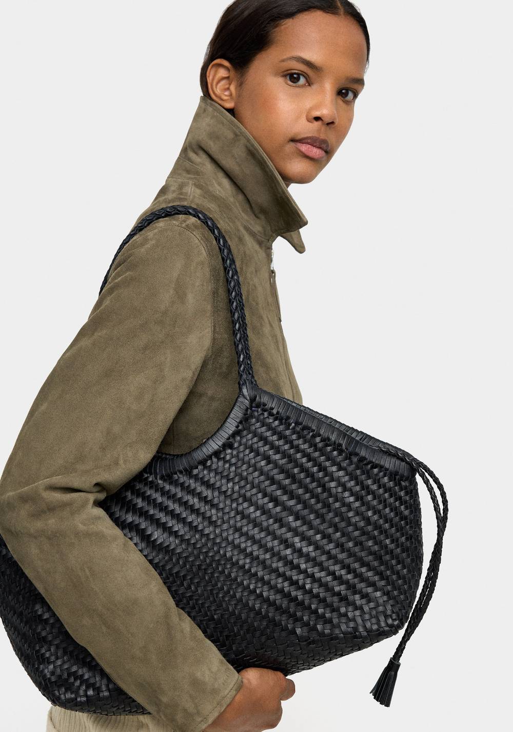 Cartera Shopper de Piel Trenzada Parfois 2