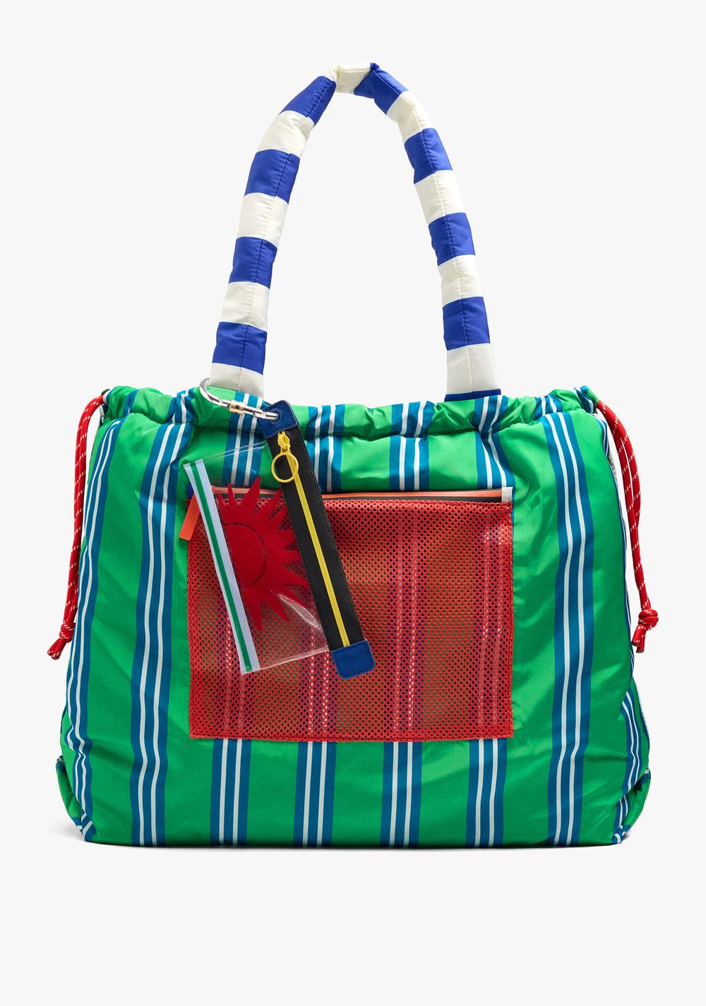 Cartera Shopper Reversible de Nylon a Rayas Parfois 3