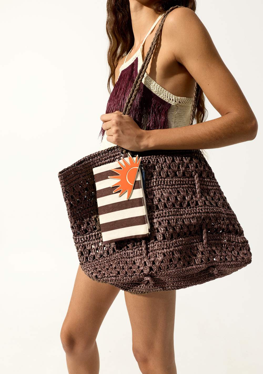 Cartera Shopper Trenzado Efecto Rafia Parfois 3