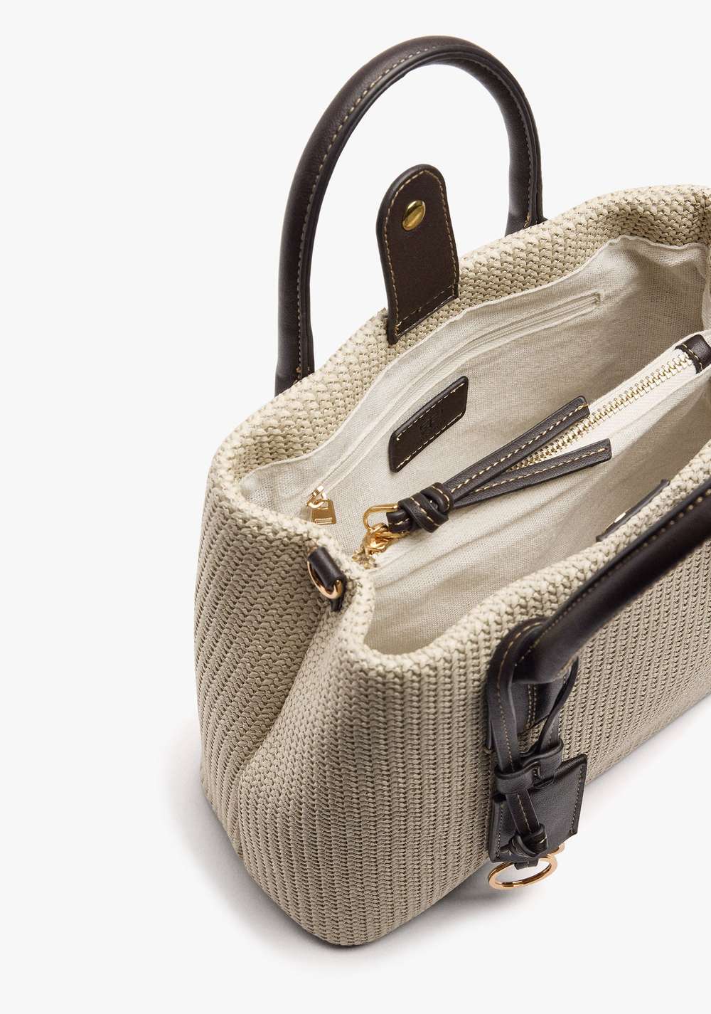 Cartera Tote Efecto Rafia con Colgante Parfois 4