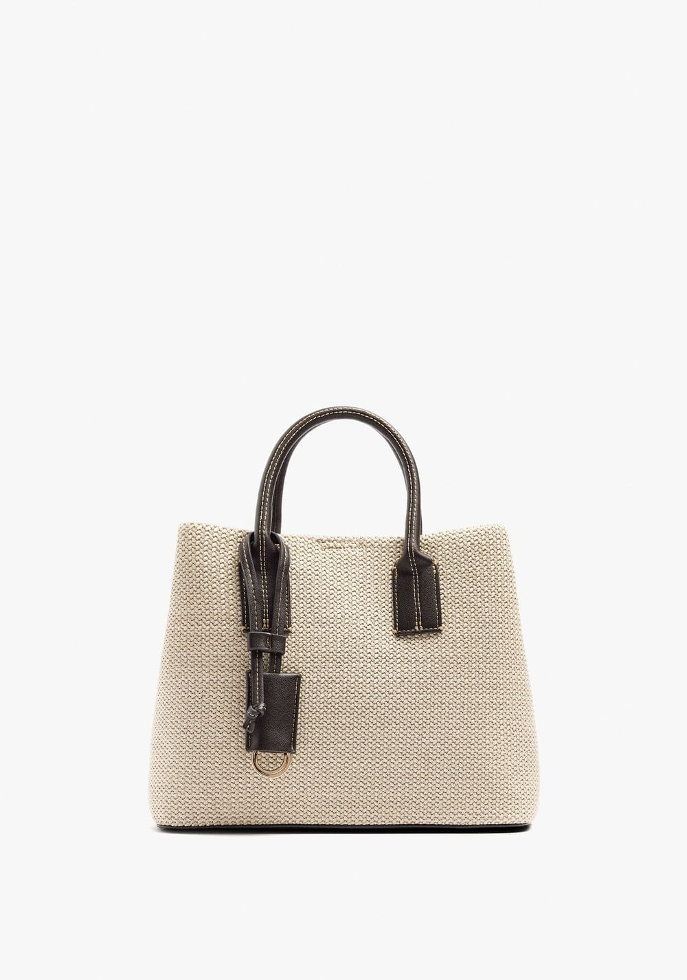 Cartera Tote Efecto Rafia con Colgante Parfois Imagen Principal