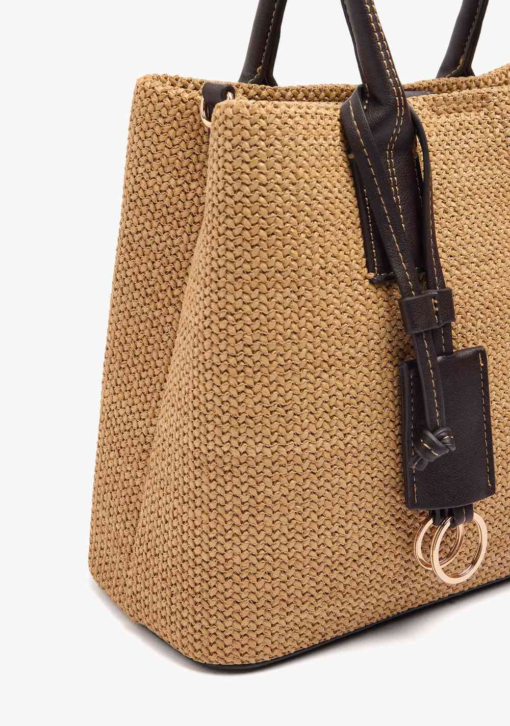 Cartera Tote Efecto Rafia con Colgante Parfois 2