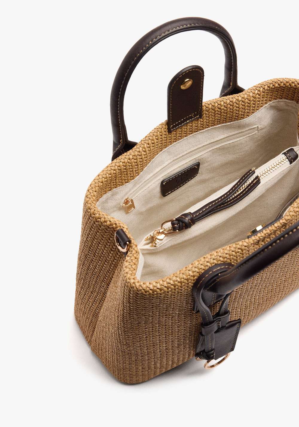 Cartera Tote Efecto Rafia con Colgante Parfois 4