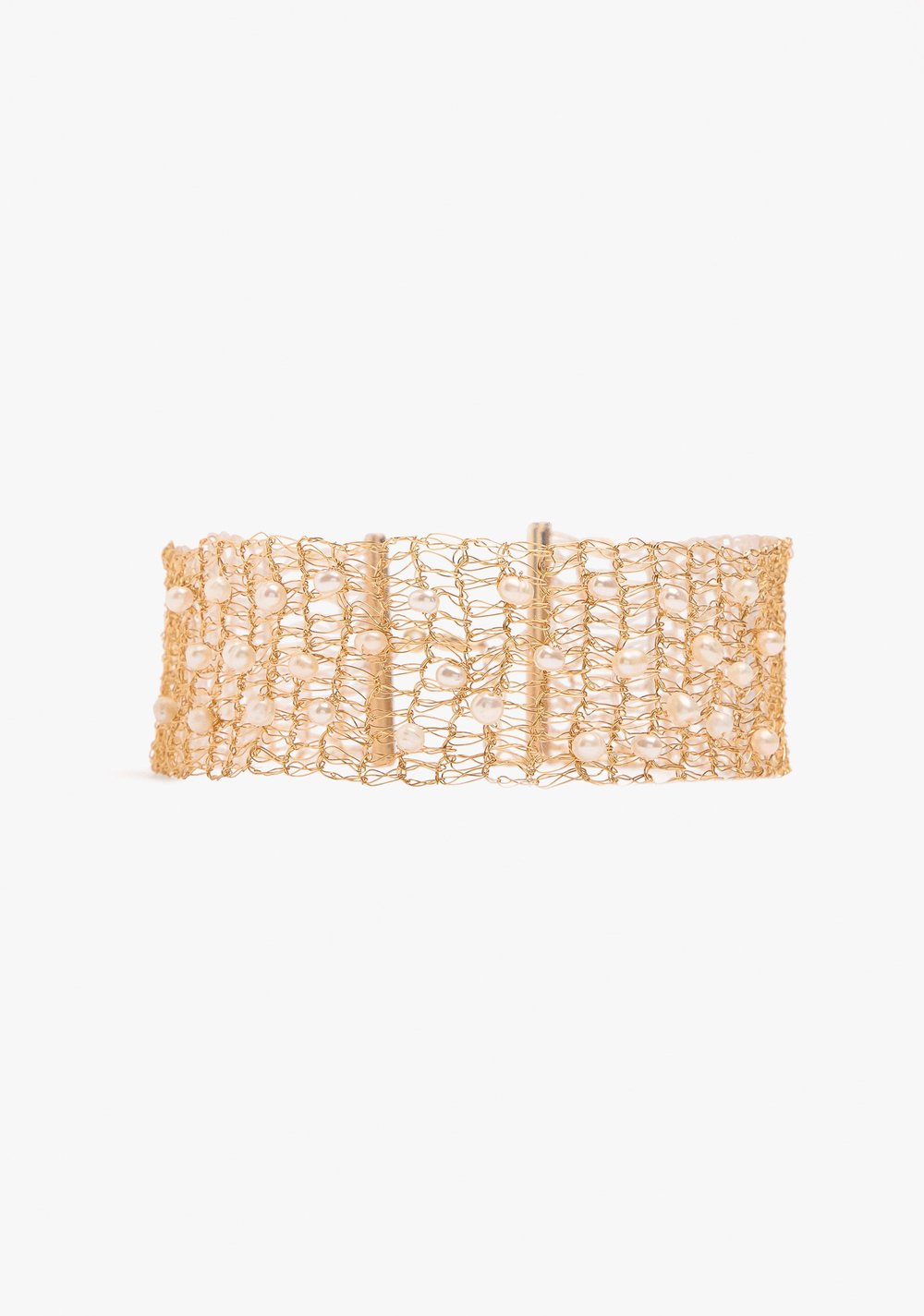 Choker de Malla Metálica con Perlas de Agua Dulce Parfois