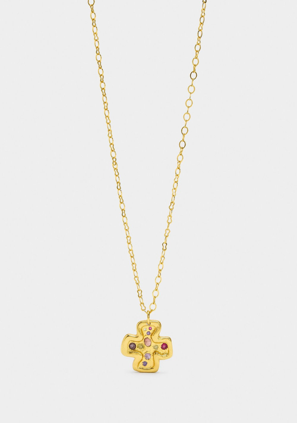 Collar Colgante de Cruz con Piedras - Baño de Oro 18k Parfois 3