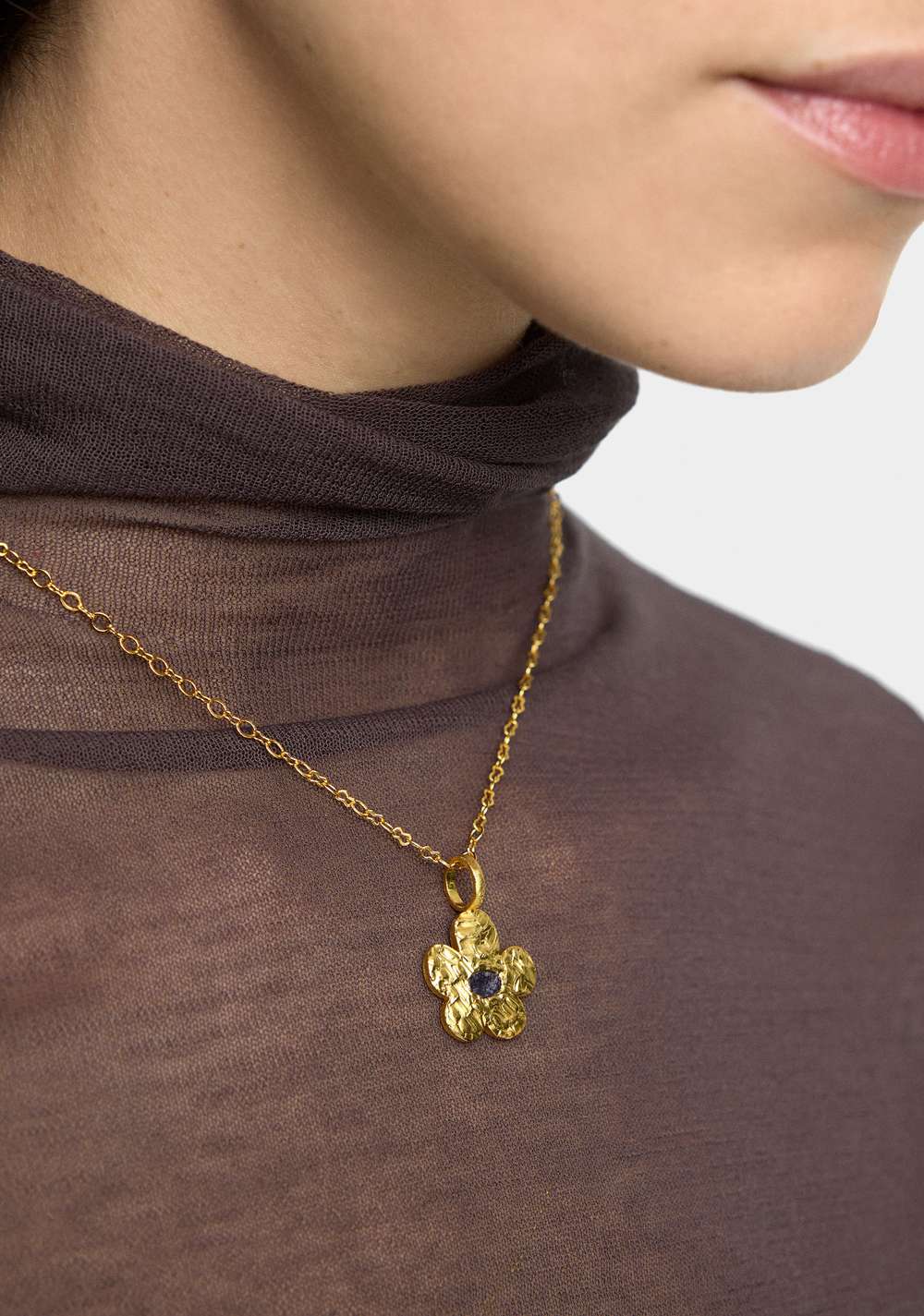 Collar Colgante Flor con Piedra - Baño de Oro 18k Parfois 2