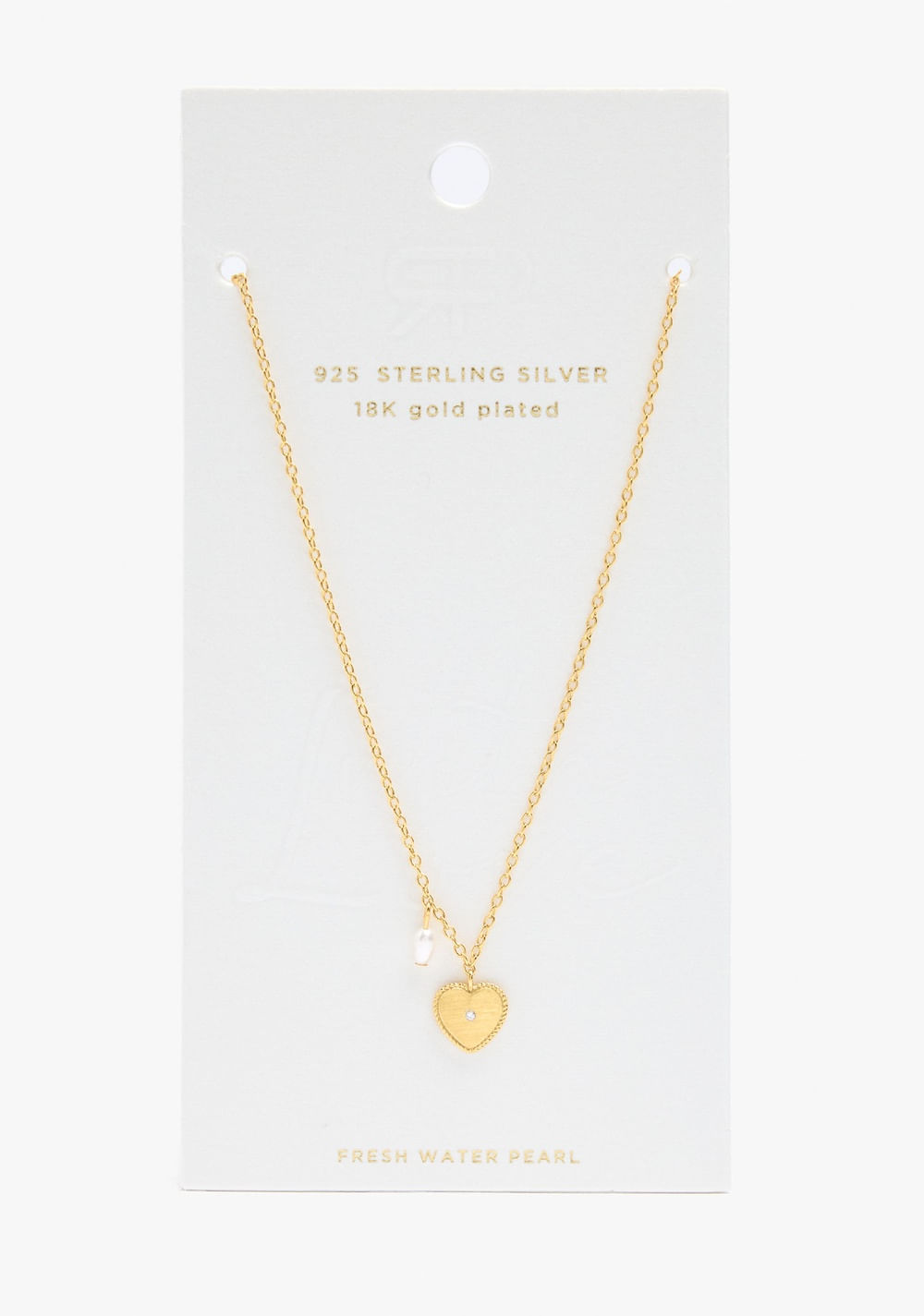 Collar Corazón Zircónia y Perla Baño de Oro 18k Parfois 4