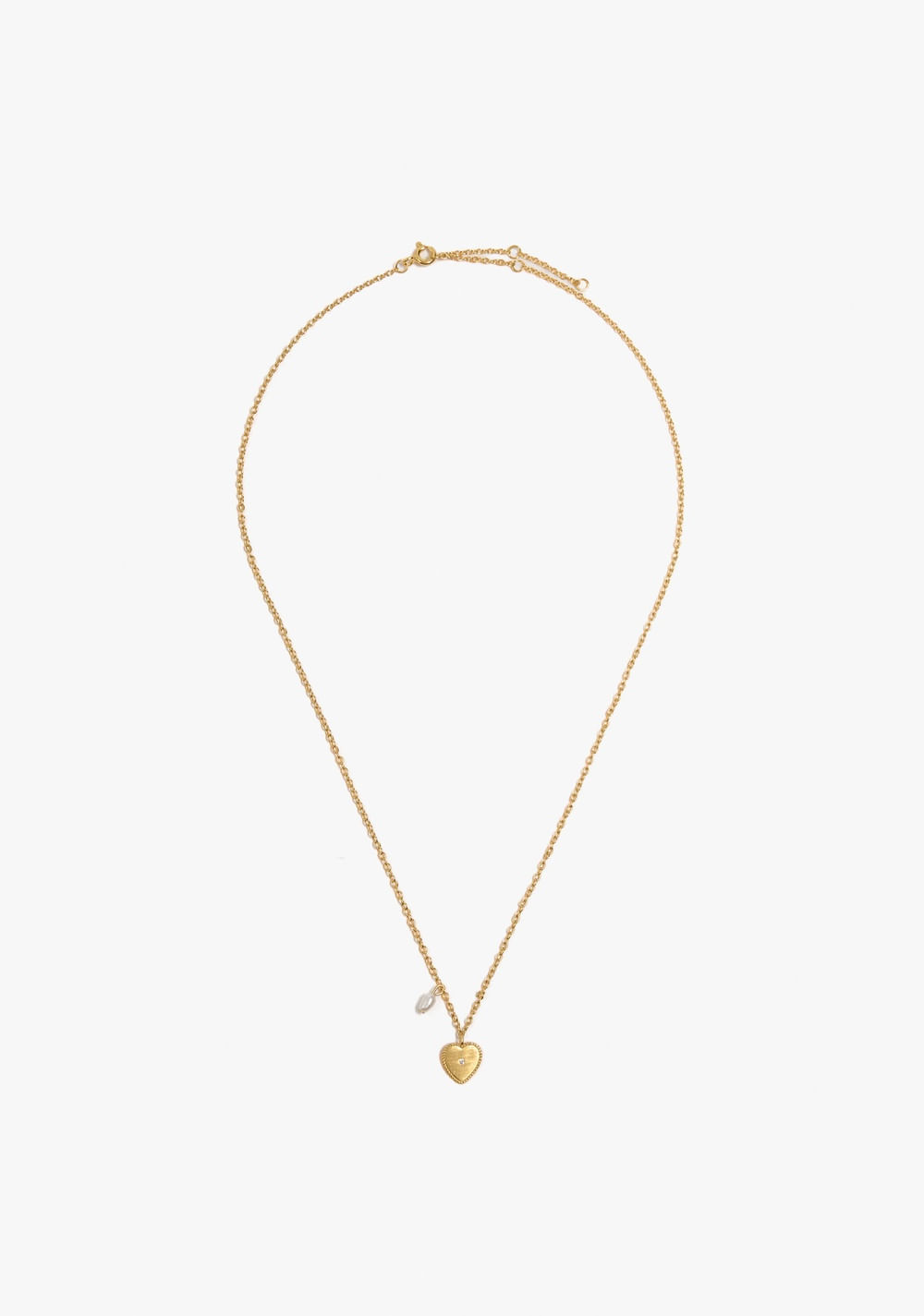 Collar Corazón Zircónia y Perla Baño de Oro 18k Parfois Imagen Principal