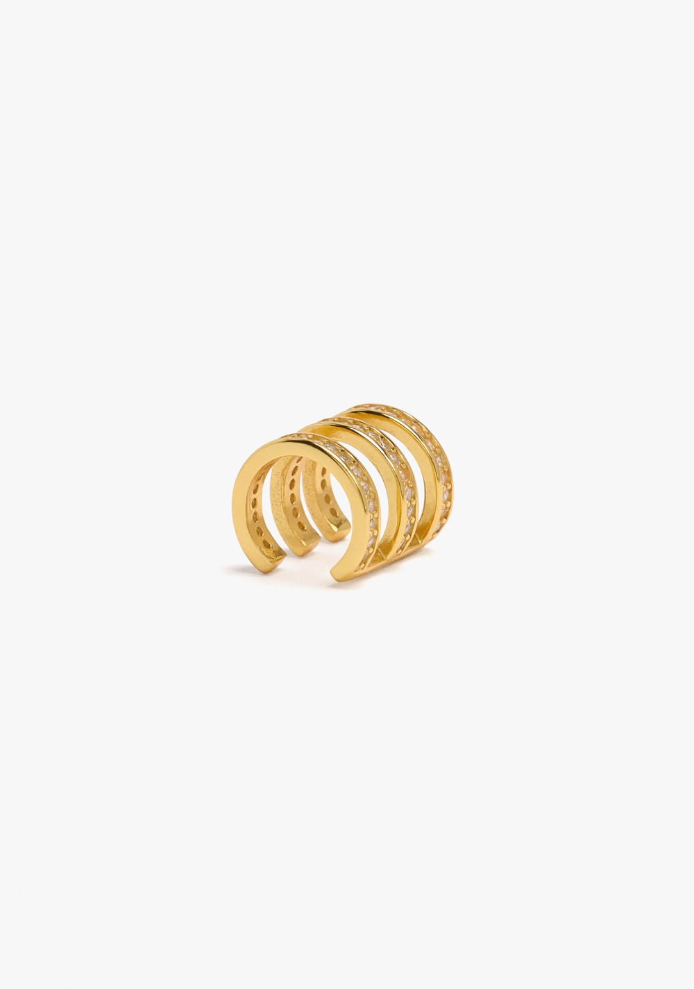Earcuff Efecto Triple con Circonitas Baño de Oro 18k Parfois 3