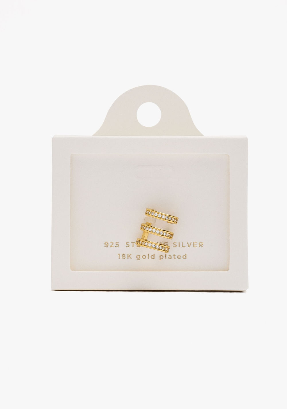Earcuff Efecto Triple con Circonitas Baño de Oro 18k Parfois 5
