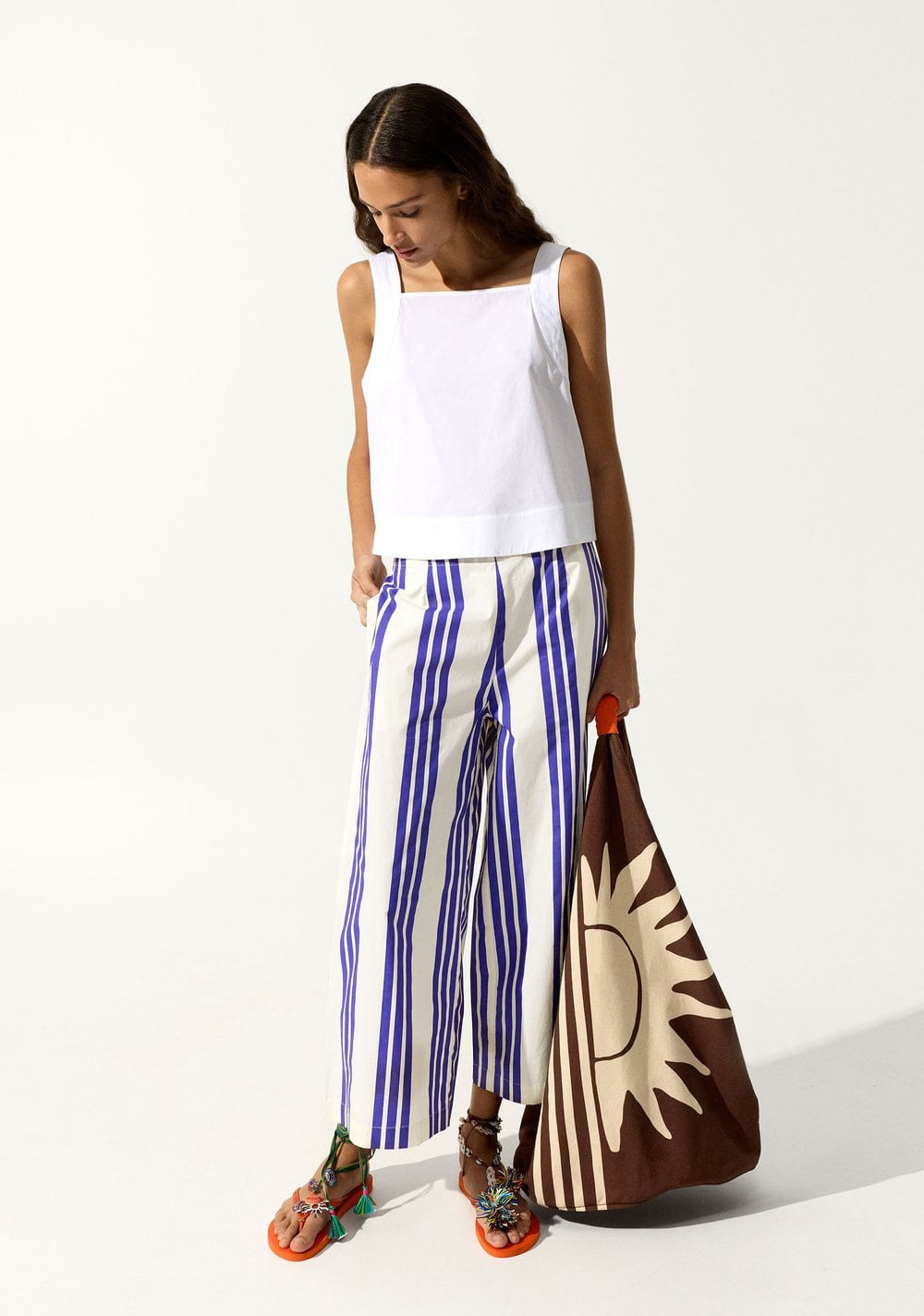 Pantalón con Cintura Elástica a Rayas Parfois 6