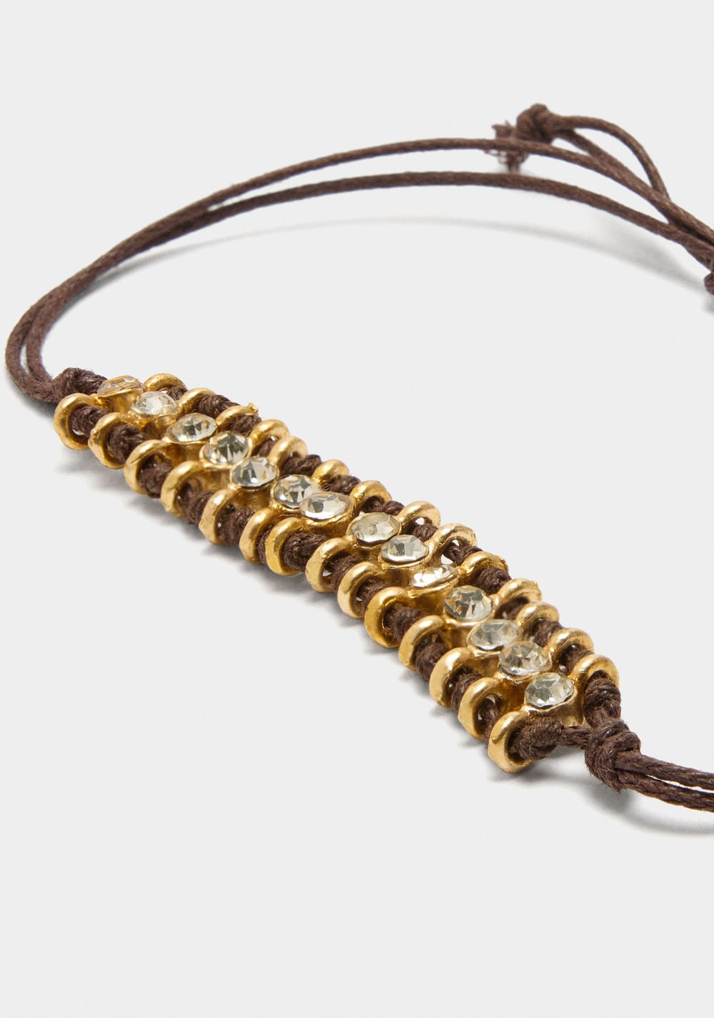 Pulsera Ajustable con Cordón de Piel y Cristales Parfois 3