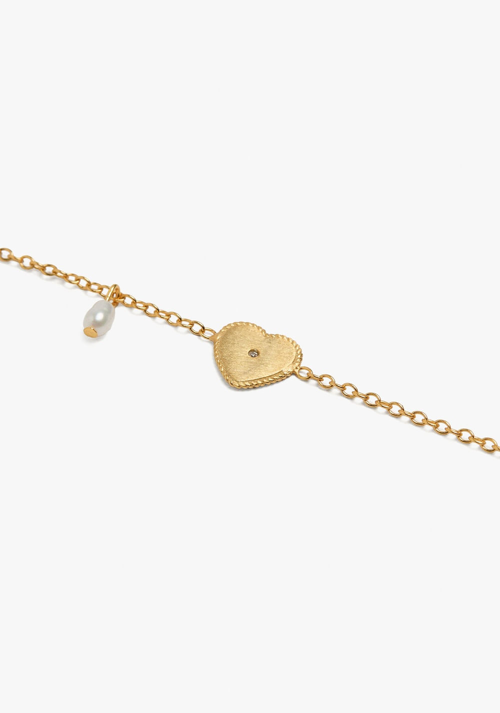 Pulsera Corazón Zircónia y Perla Baño de Oro 18k Parfois 2