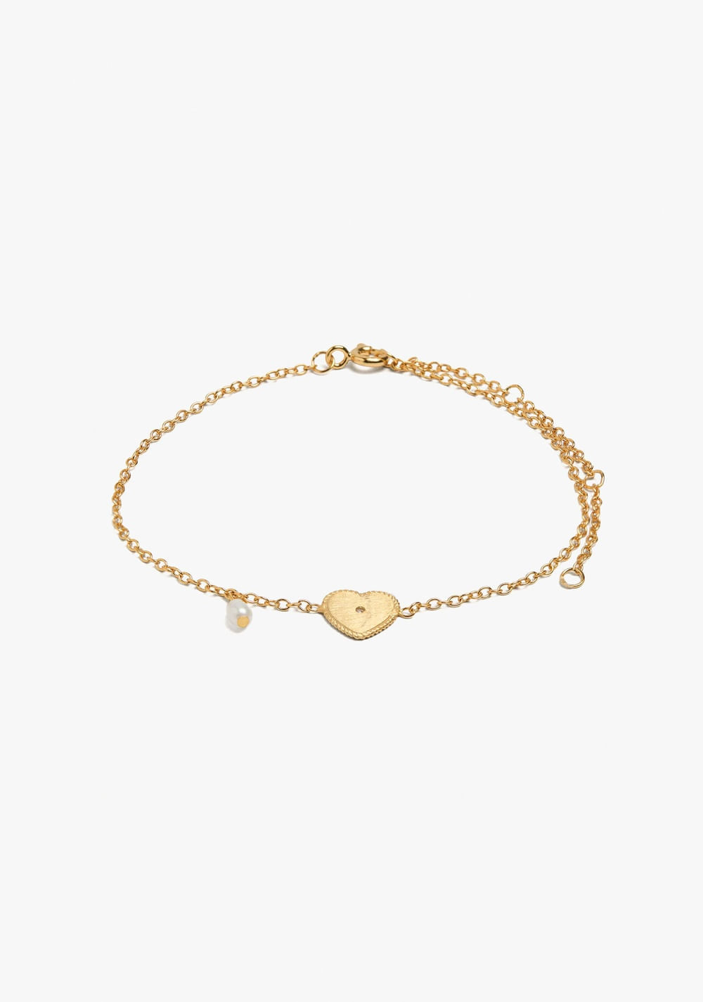 Pulsera Corazón Zircónia y Perla Baño de Oro 18k Parfois Imagen Principal