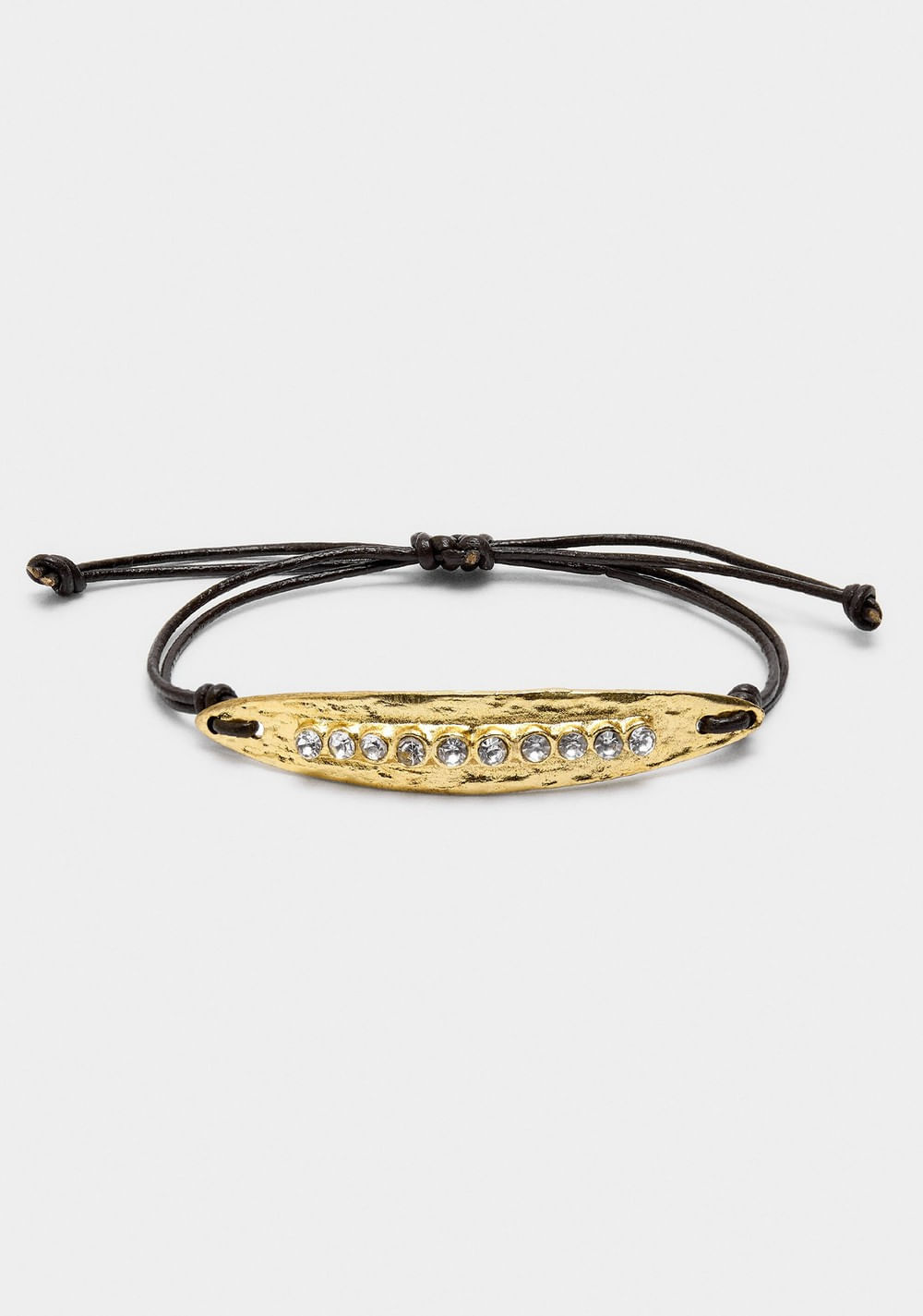 Pulsera Cordón de Piel con Placa y Cristales Parfois