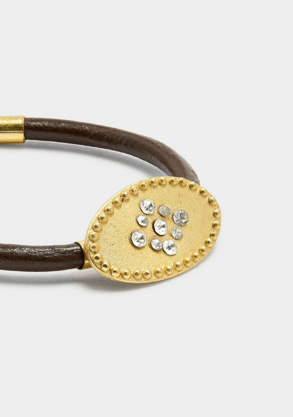 Pulsera Cordón de Piel con Placa Ovalada con Cristales Parfois 2