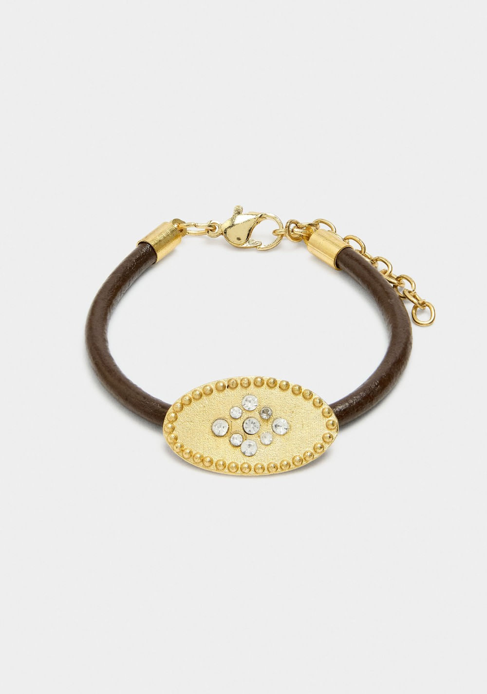 Pulsera Cordón de Piel con Placa Ovalada con Cristales Parfois Imagen Principal