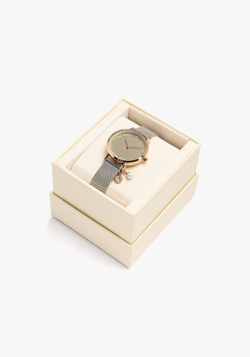 Reloj Bicolor con Malla Metálica de Acero Inoxidable Parfois 4