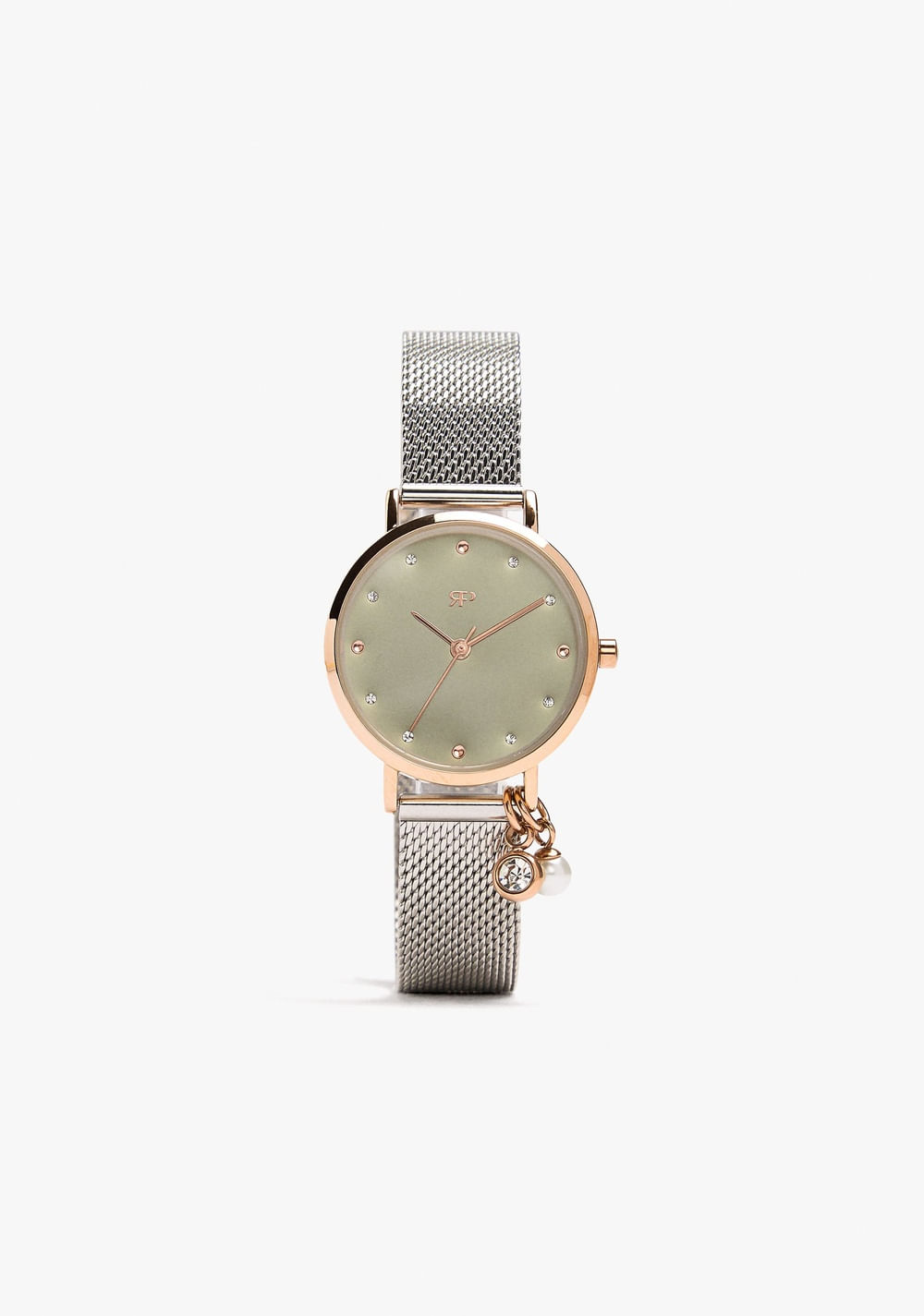 Reloj Bicolor con Malla Metálica de Acero Inoxidable Parfois Imagen Principal