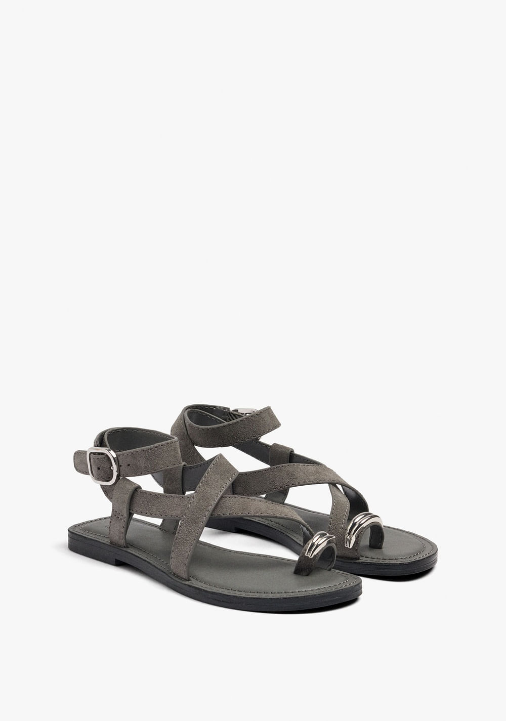 Sandalias de Piel Cruzadas Detalle Metálico Parfois 3