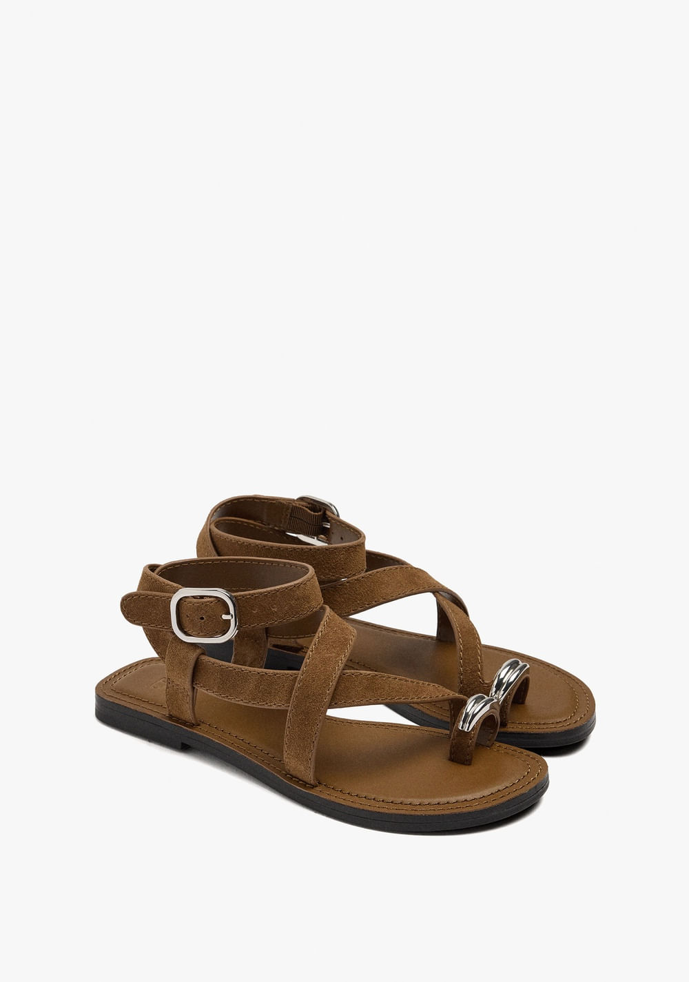 Sandalias de Piel Cruzadas Detalle Metálico Parfois 2