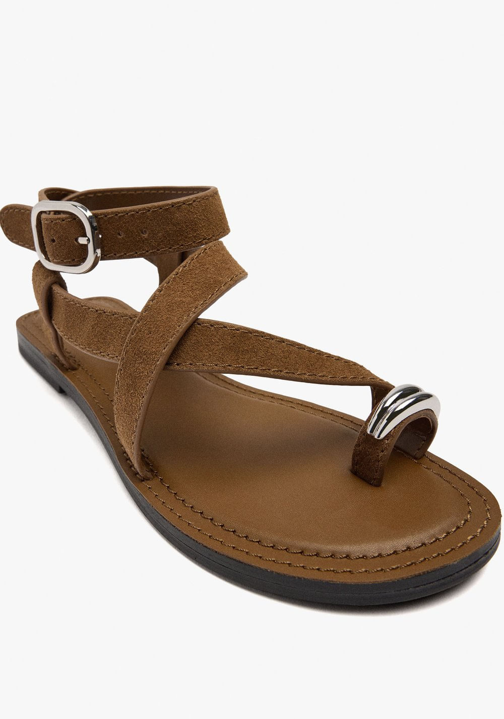 Sandalias de Piel Cruzadas Detalle Metálico Parfois 5