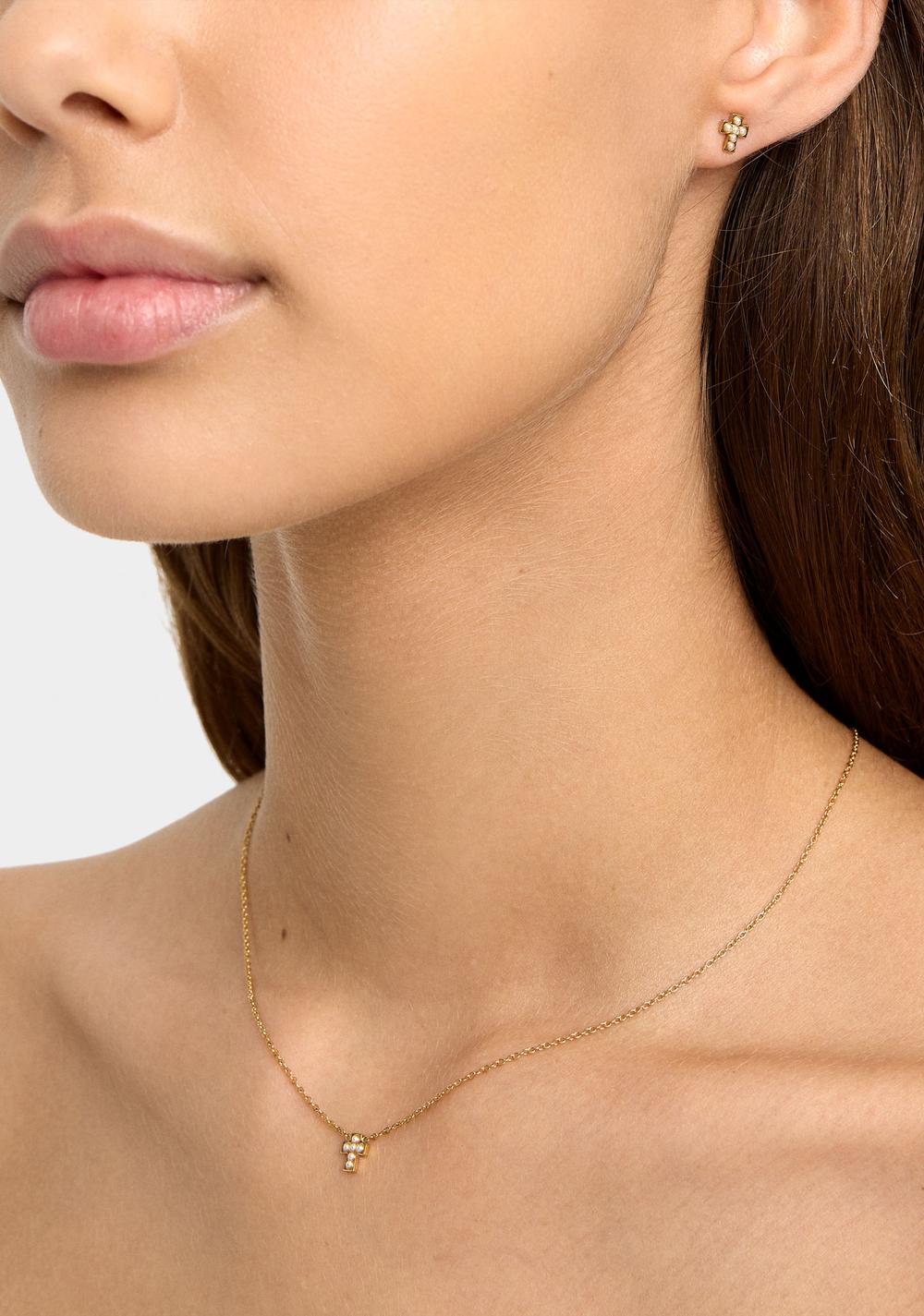 Set Collar y Zarcillos Cruz con Perlas Parfois 2