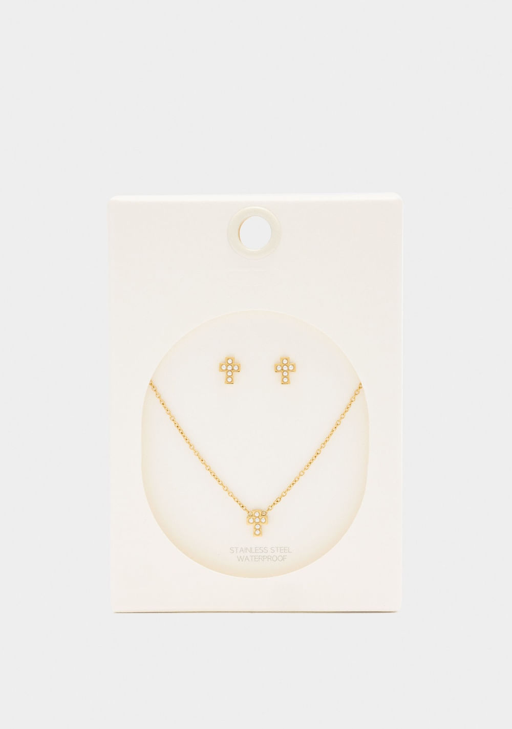 Set Collar y Zarcillos Cruz con Perlas Parfois 7