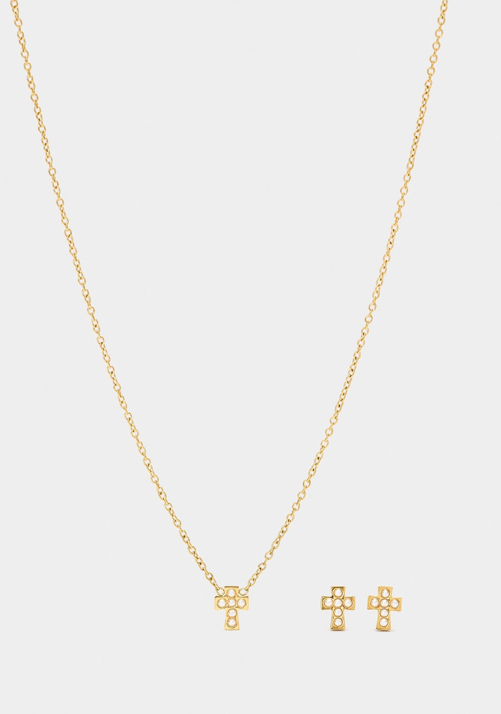 Set Collar y Zarcillos Cruz con Perlas Parfois Imagen Principal