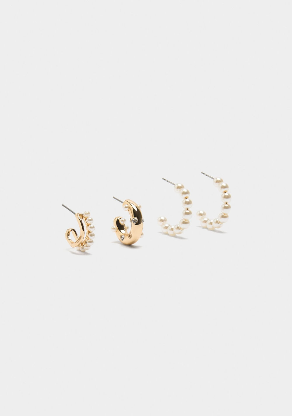 Set de Zarcillos de Aro Abiertos con Perlas Parfois