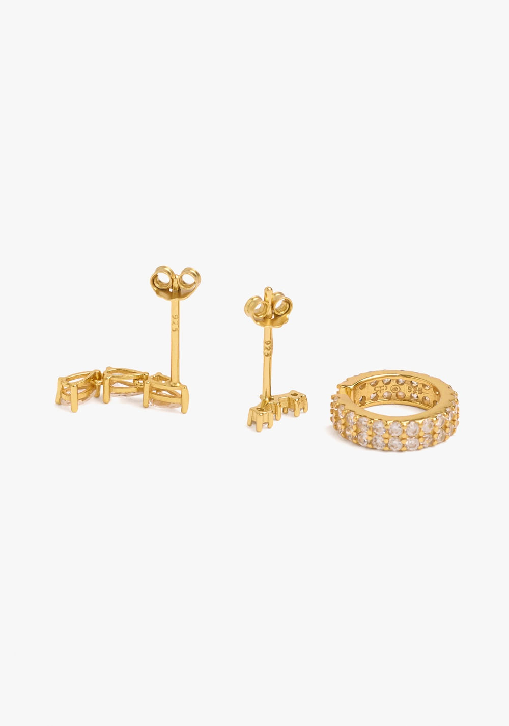 Set de Zarcillos Mixtos con Circonitas Baño de Oro 18k Parfois 3