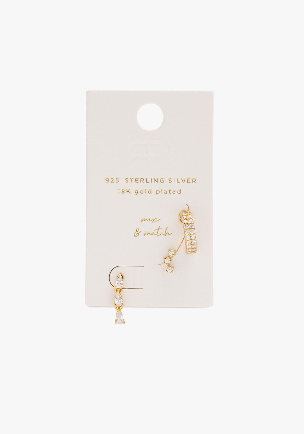Set de Zarcillos Mixtos con Circonitas Baño de Oro 18k Parfois 4